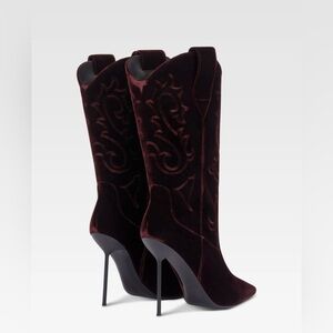 Elegant Burgundy Western-Style Women's Boots